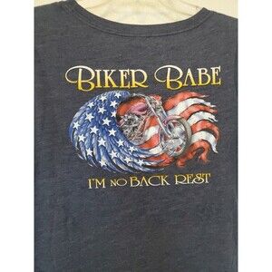 Harley Davidson T-shirt Women's Size L Large Fitted Gray Back Print Biker Babe